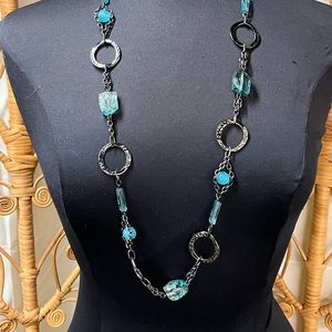 Lia Sophia Long Necklace w/ Blue Beads